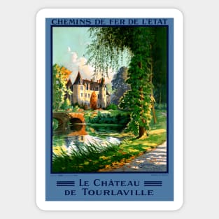 Vintage Travel Poster France Le Chateau De Tourlaville Sticker